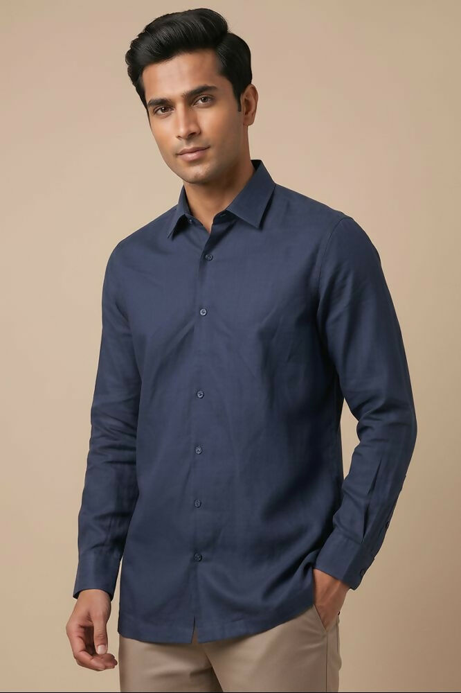 Horizon — Blue Cotton Shirt by Hilo Design