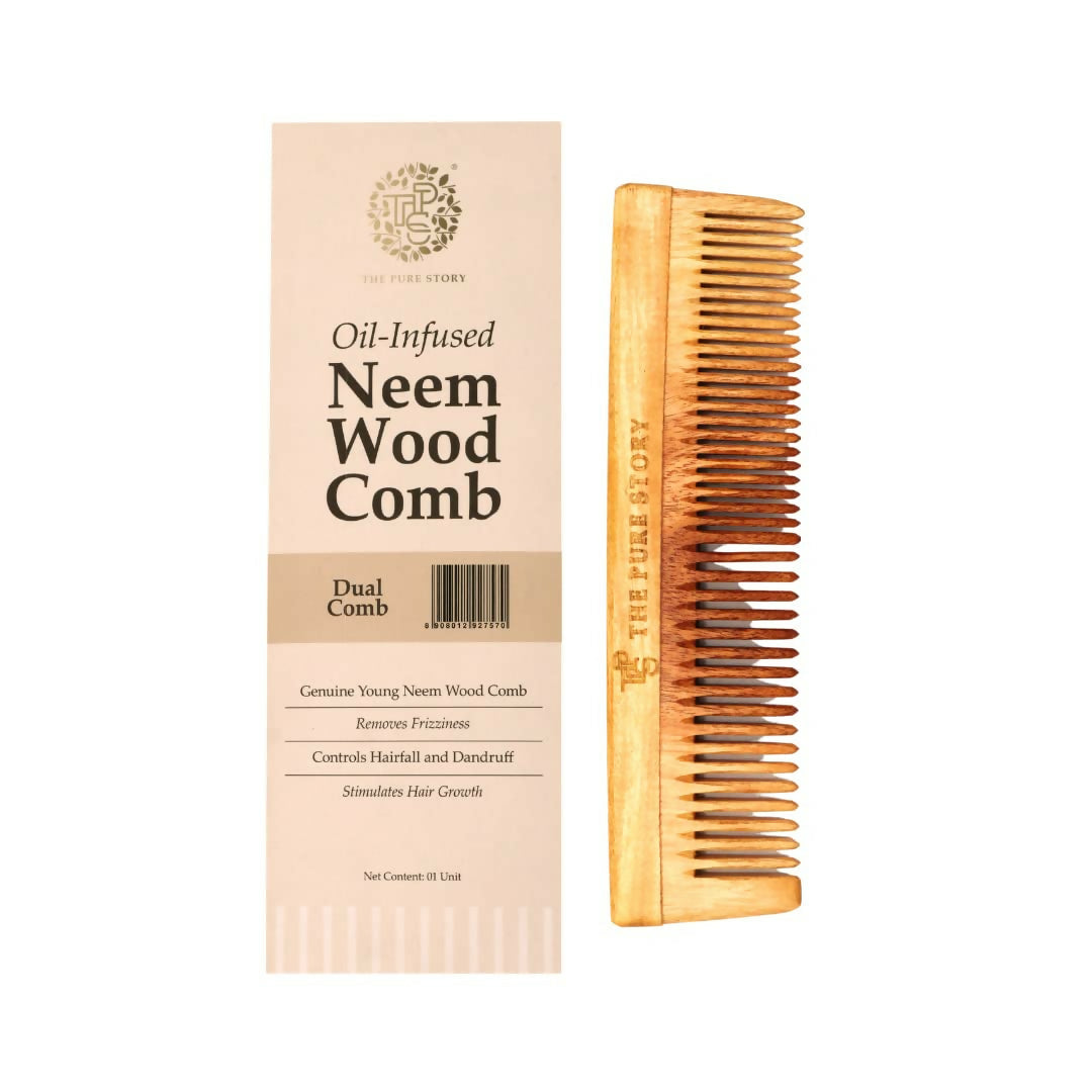 The Pure Story Oil Infused Neem Wood Dual Comb  Grab2Buy The Pure Story Grab2Buy