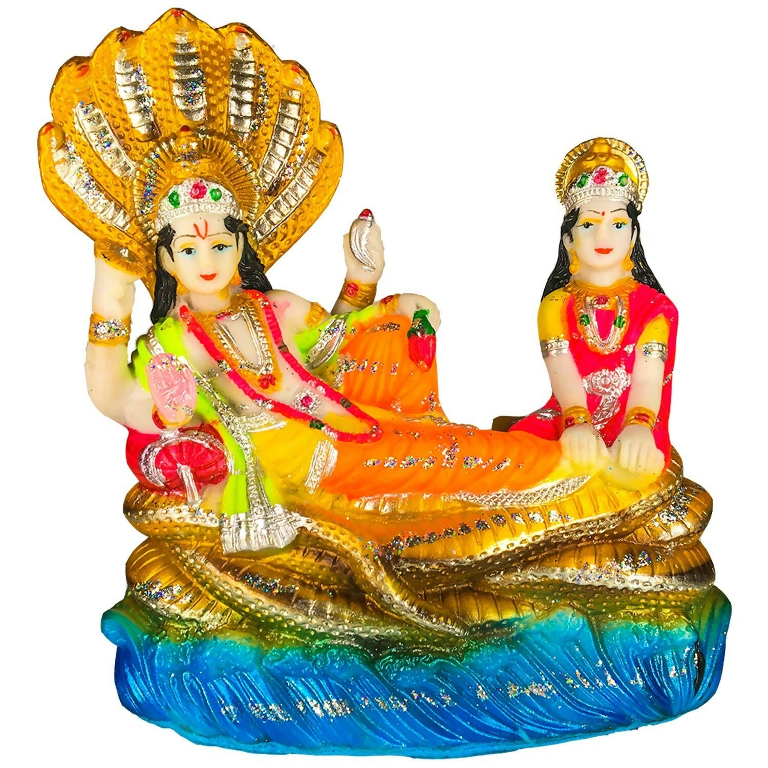 Blissful Polymer Unbreakable Action Lord Vishnu Laxmi Idol - Grab2buy
