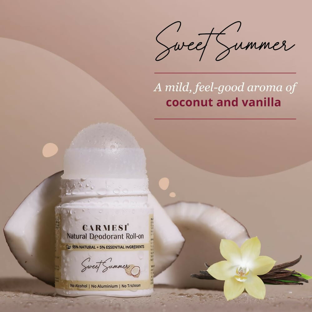 Carmesi Natural Underarm Roll On Deodorant for Women - Sweet Summer 