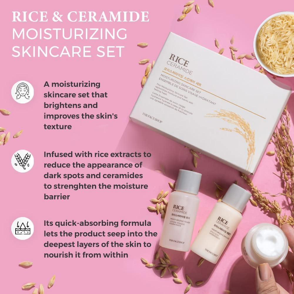 The Face Shop Rice & Ceramide Moisturizing Skincare Set Kit  Grab2Buy The Face Shop Grab2Buy