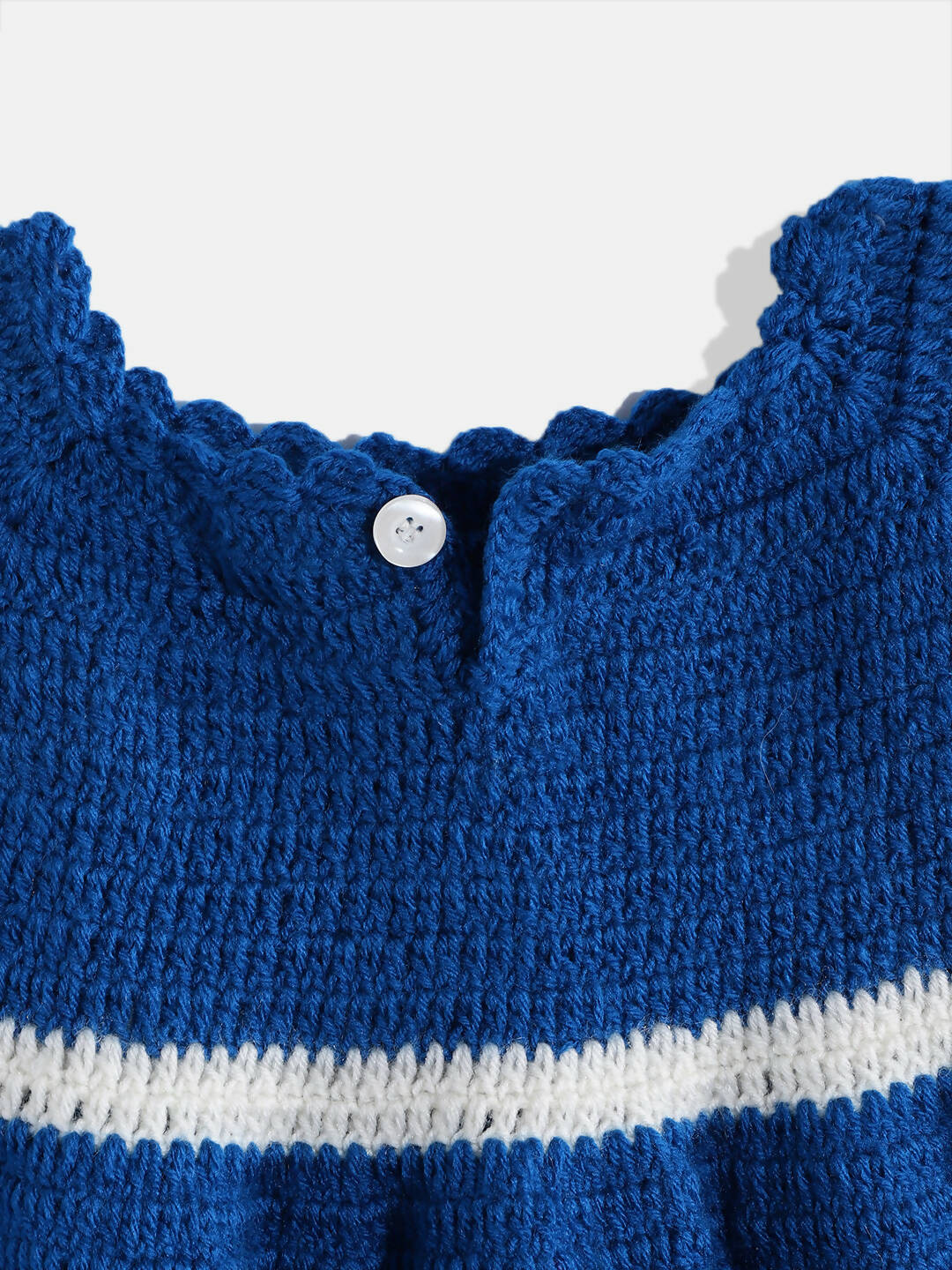 ChutPut Hand knitted Crochet Wool Queen Dress For Baby Girls - Blue