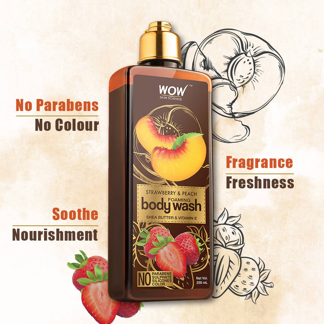 Wow Skin Science Strawberry & Peach Foaming Body Wash  Grab2Buy Wow Skin Science Grab2Buy