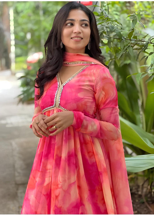 Dishitha Creation Women Floral Printed Designer Gown - Pink - Grab2buy