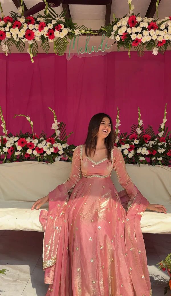 Yash Enterprise Peach Fendy Silk Party Wear Embroidery Suit Set  Grab2Buy Yash Enterprise Grab2Buy