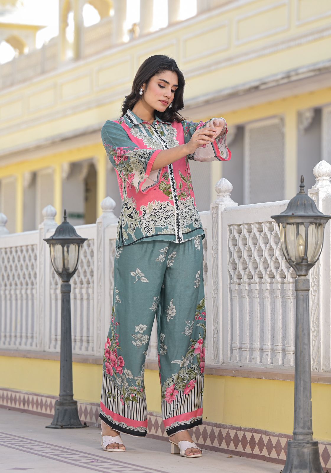 Printed Pure Muslin Co-Ords Set Luxury Premium, Multicolor - Hiral Fashion