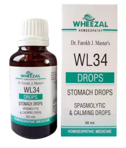 Wheezal Homeopathic WL34 Stomach Drop – 30ml for Indigestion Acidity Gas 