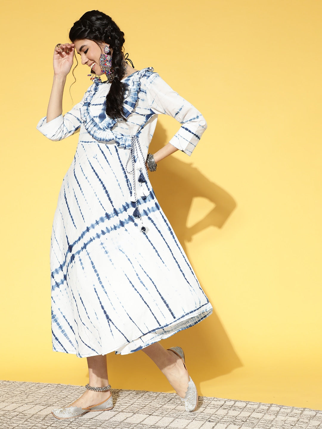 Yufta White & Blue Tie-Dyed Dress  Grab2Buy Yufta Grab2Buy