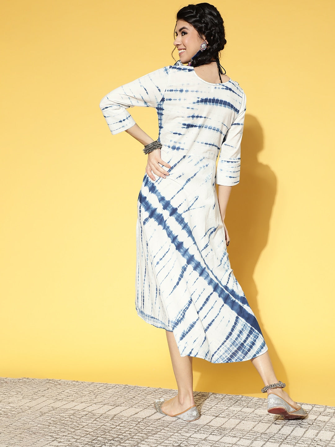 Yufta White & Blue Tie-Dyed Dress  Grab2Buy Yufta Grab2Buy