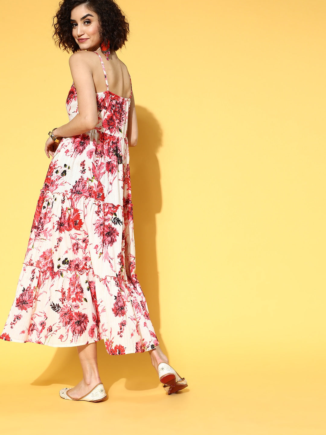Yufta White & Pink Floral Printed Dress  Grab2Buy Yufta Grab2Buy