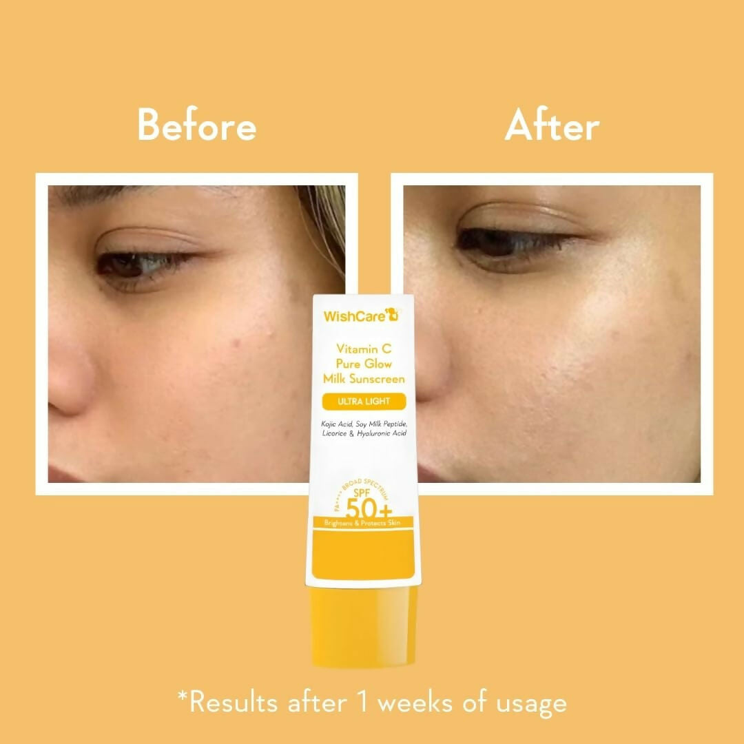 Wishcare Vitamin C Pure Glow Milk Sunscreen SPF 50  Grab2Buy Wishcare Grab2Buy