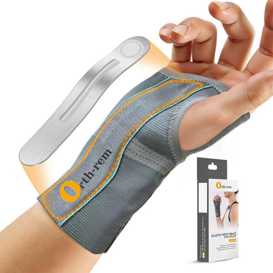 Orth-rem Elastic Wrist Support Brace For Right Hand with Removable Aluminum Splint 