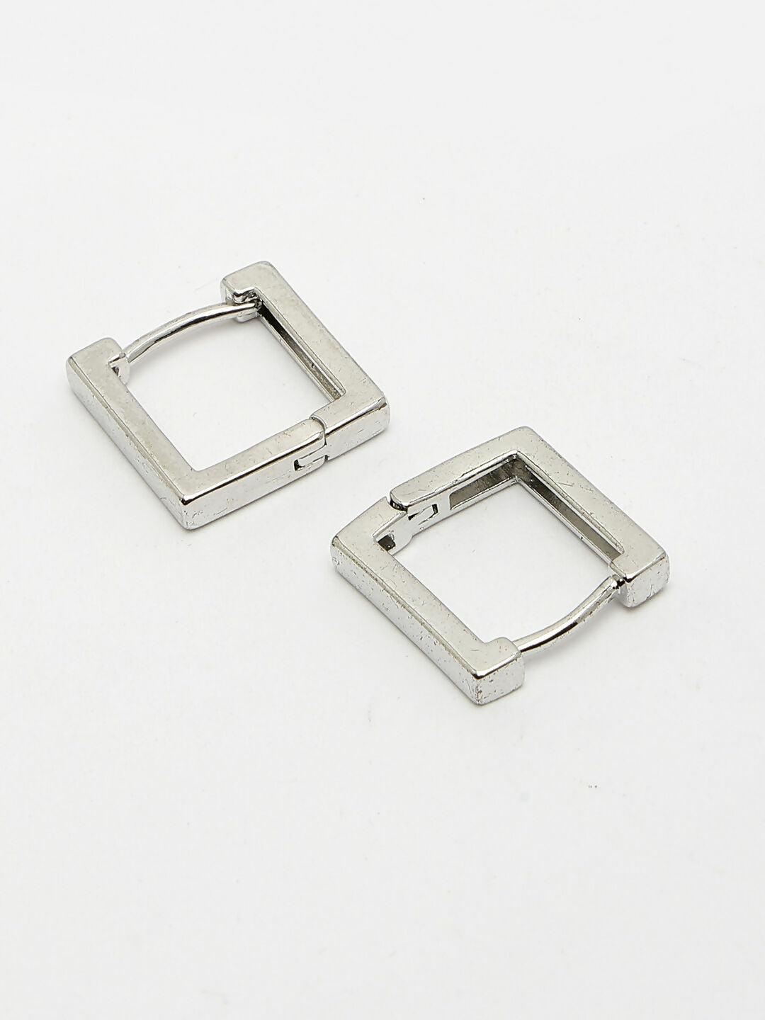 NVR Men's Silver-Plated Geometric Shape Stainless Steel Hoop Earrings - Grab2buy