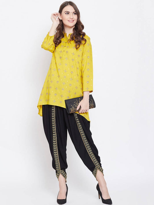 Cheera Women’s Black Dhoti With Golden Lace - Grab2buy