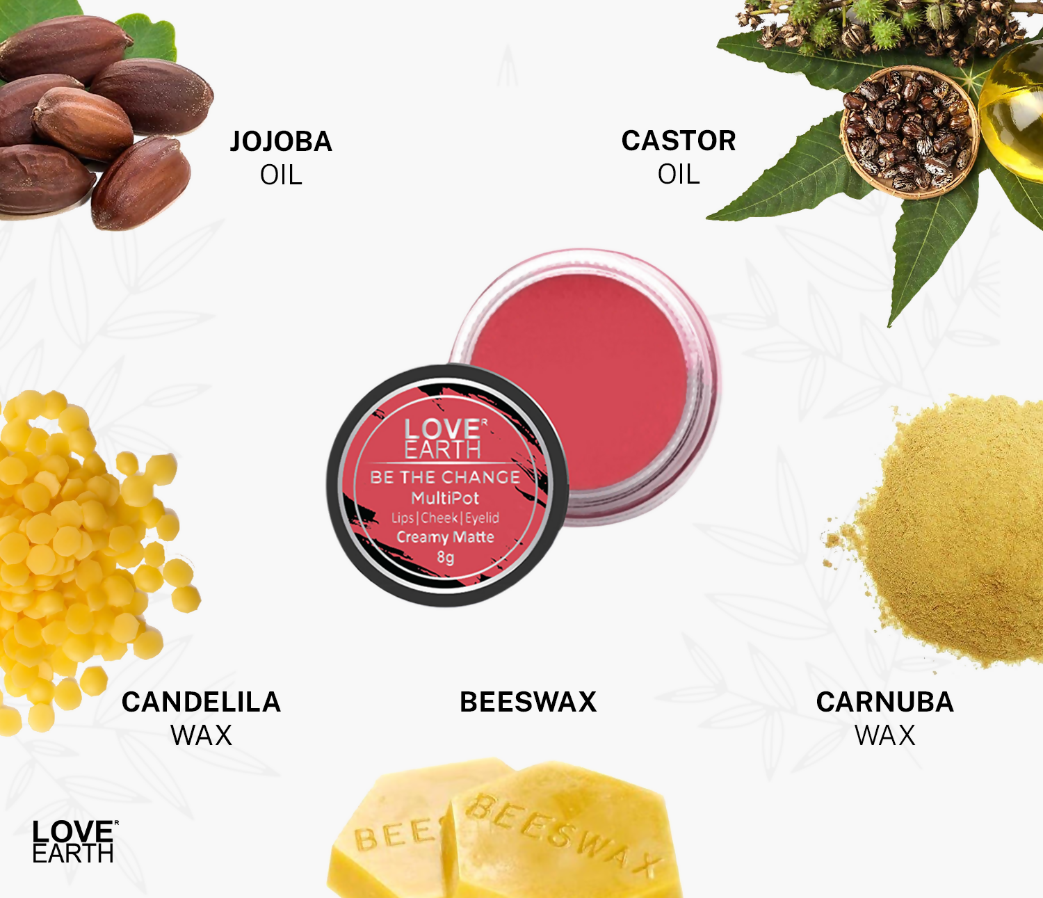 Love Earth Lip Tint & Cheek Tint Multipot Combo (Rose Pink & Caramel Brown) - Grab2buy
