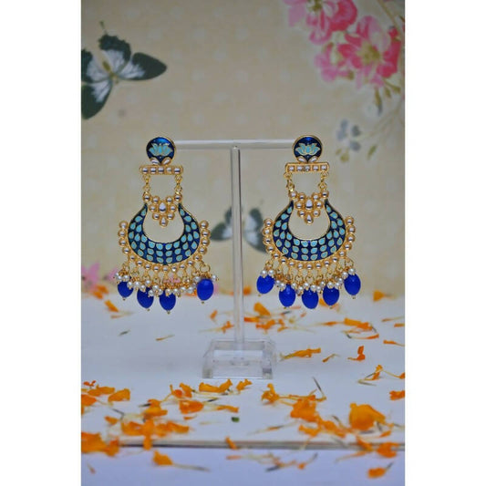 Chandbali Gold-Plated Sky Blue Drop & Dangler Earrings For Women & Girls By House of Ree - Grab2buy