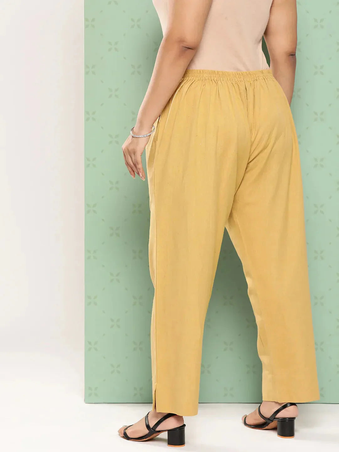 Yufta Women Plus Size Beige Cotton Ethnic Trousers  Grab2Buy Yufta Grab2Buy