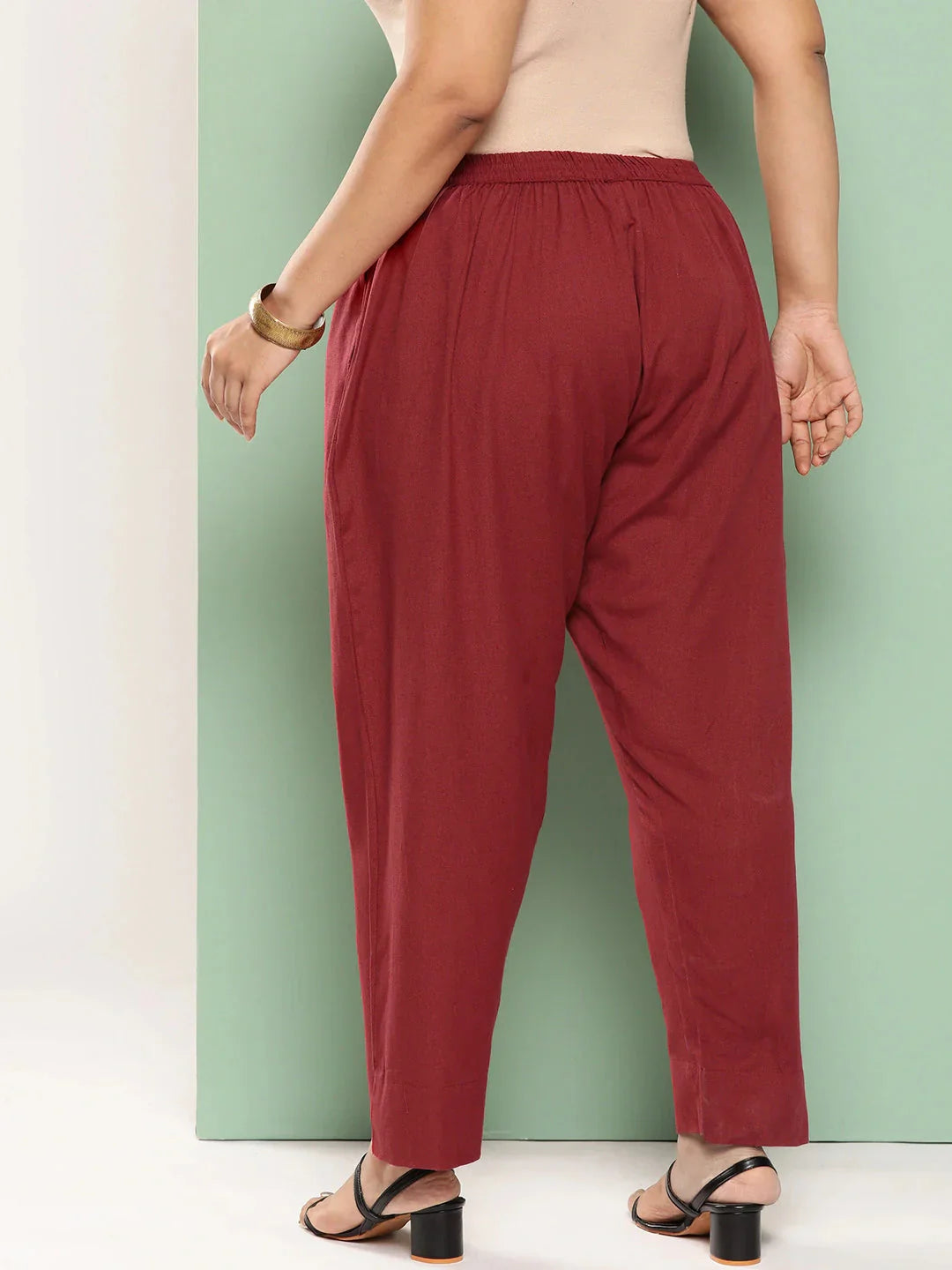 Yufta Women Plus Size Maroon Cotton Ethnic Trousers  Grab2Buy Yufta Grab2Buy