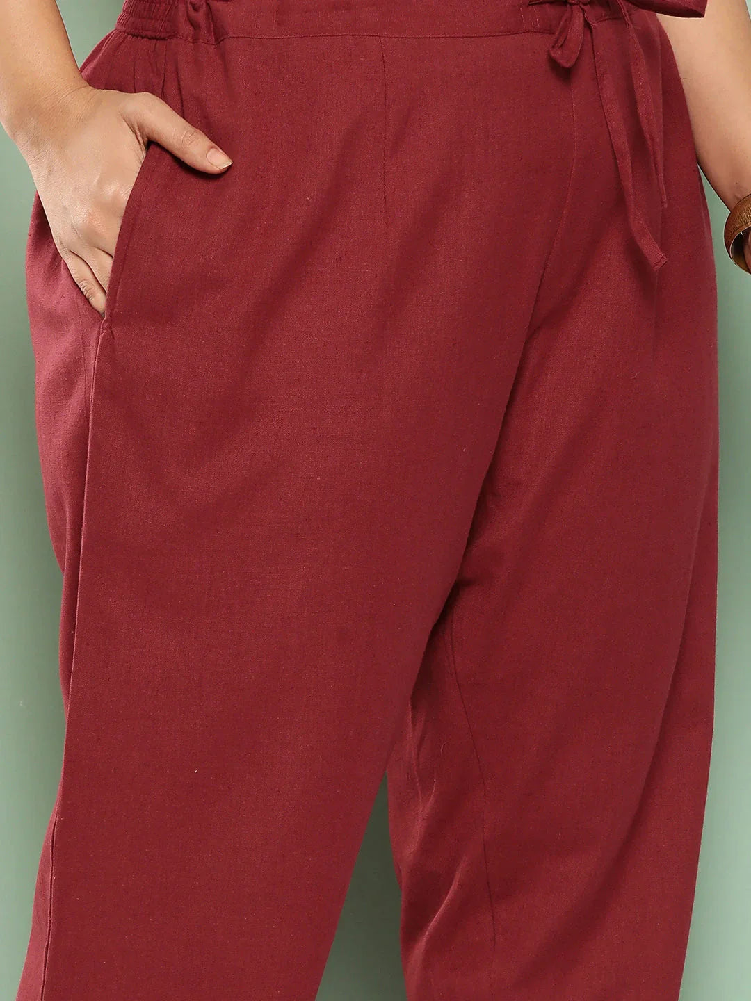 Yufta Women Plus Size Maroon Cotton Ethnic Trousers  Grab2Buy Yufta Grab2Buy