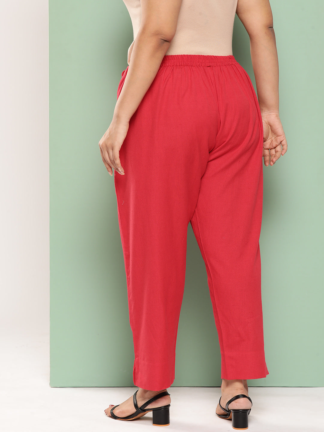 Yufta Women Plus Size Red Cotton Ethnic Trousers  Grab2Buy Yufta Grab2Buy