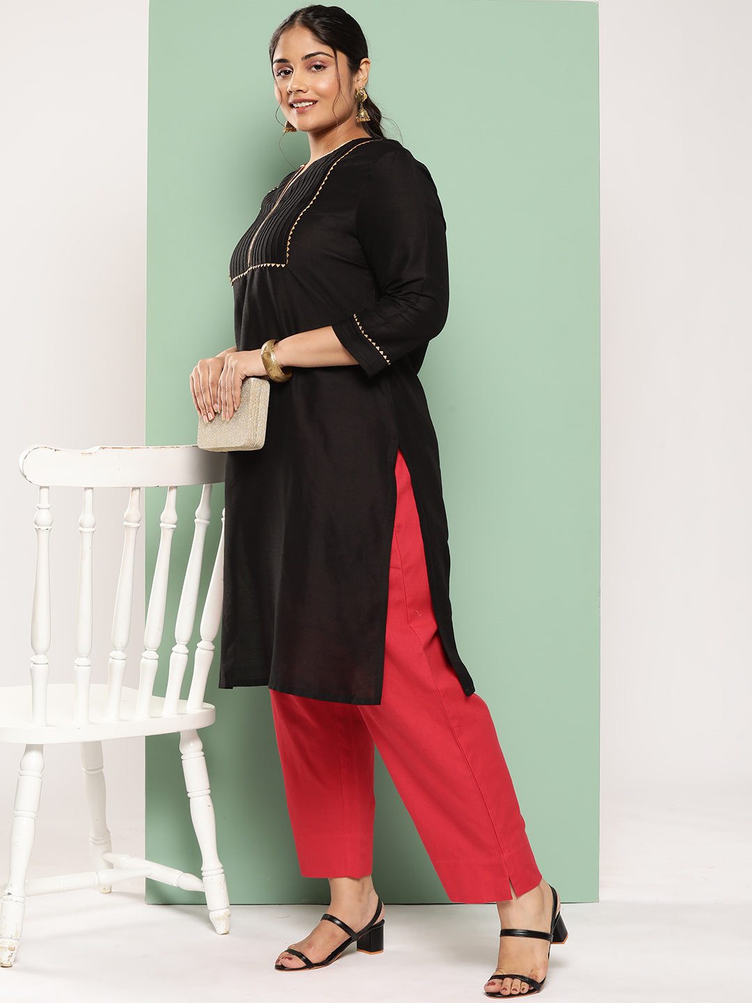 Yufta Women Plus Size Red Cotton Ethnic Trousers  Grab2Buy Yufta Grab2Buy