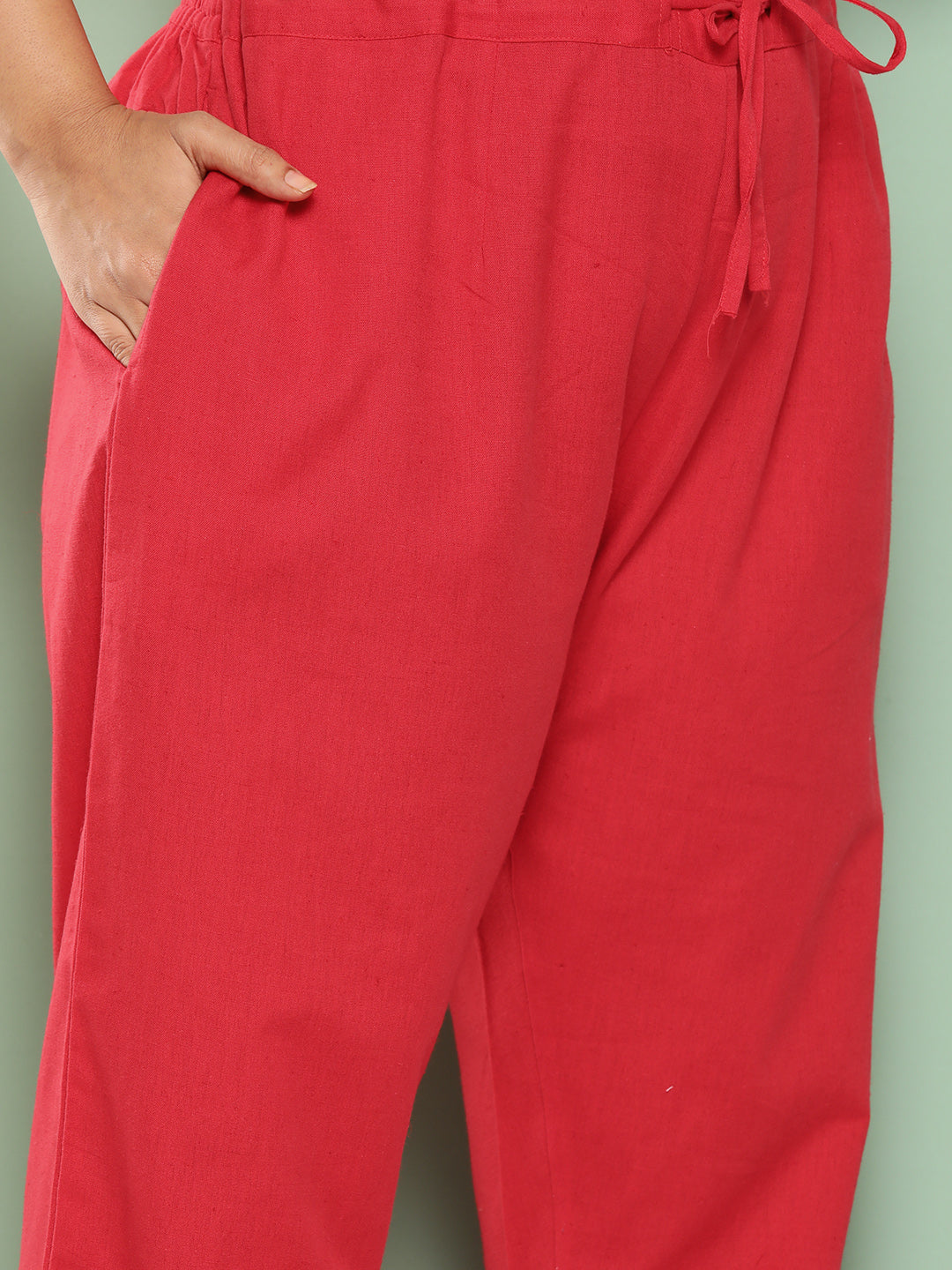 Yufta Women Plus Size Red Cotton Ethnic Trousers  Grab2Buy Yufta Grab2Buy
