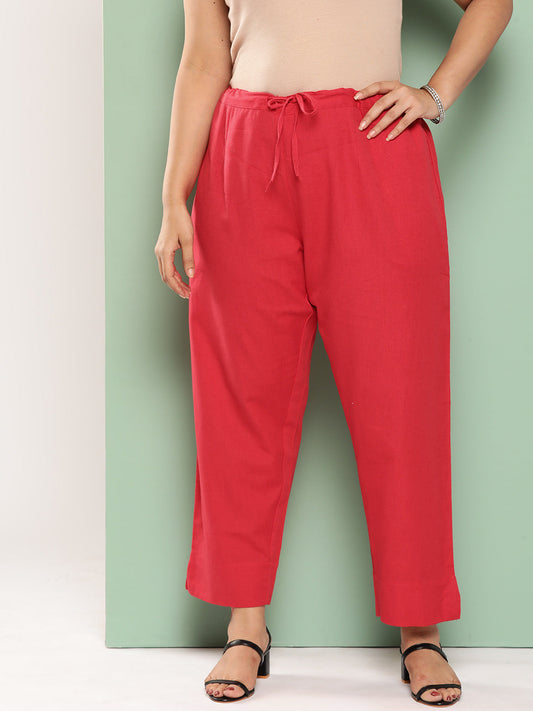 Yufta Women Plus Size Red Cotton Ethnic Trousers  Grab2Buy Yufta Grab2Buy
