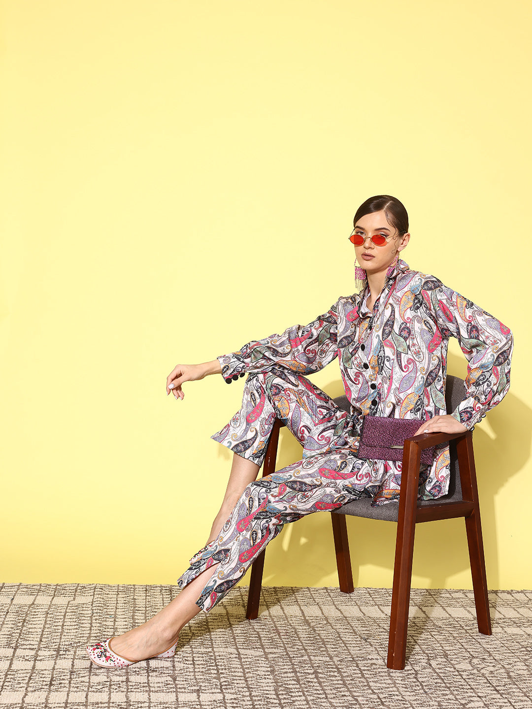 Yufta Women Printed Shirt with Trousers 