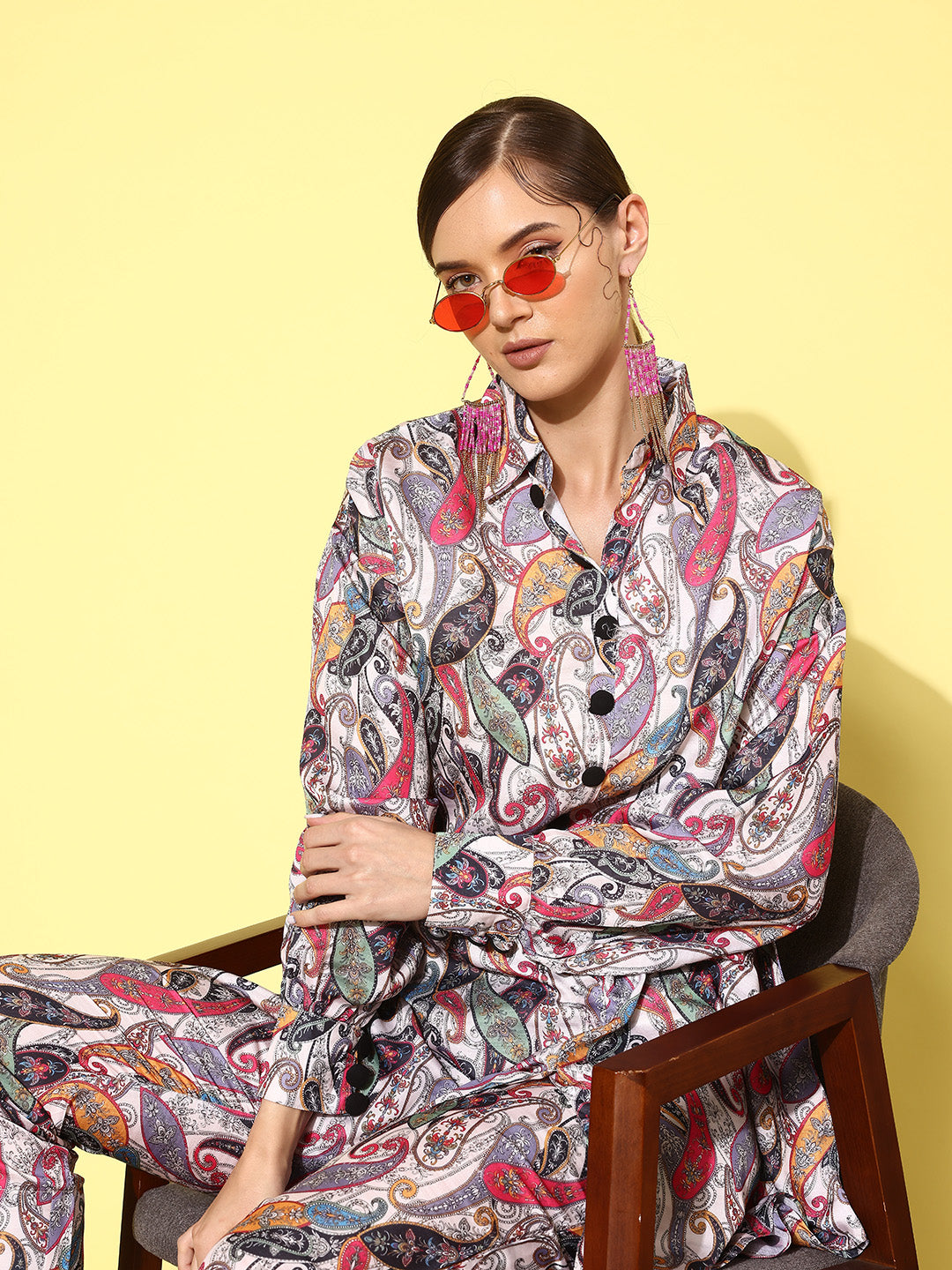 Yufta Women Printed Shirt with Trousers 