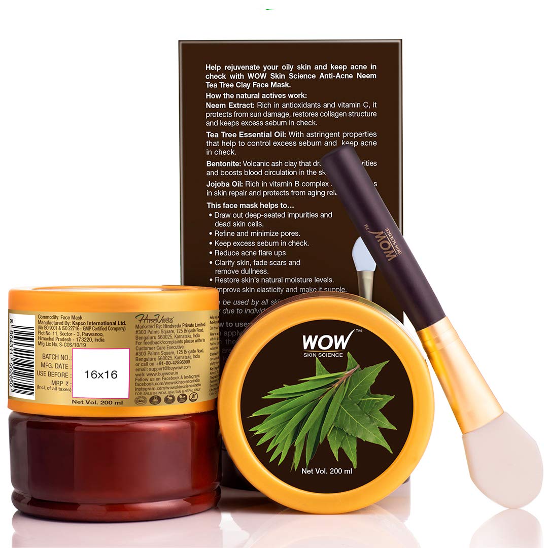 Wow Skin Science Anti-Acne Neem & Tea Tree Clay Face Mask  Grab2Buy Wow Skin Science Grab2Buy