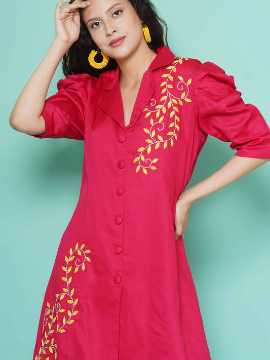Women Republic Pink Cotton Silk Embroidered and Embellished Coord Set - Grab2buy