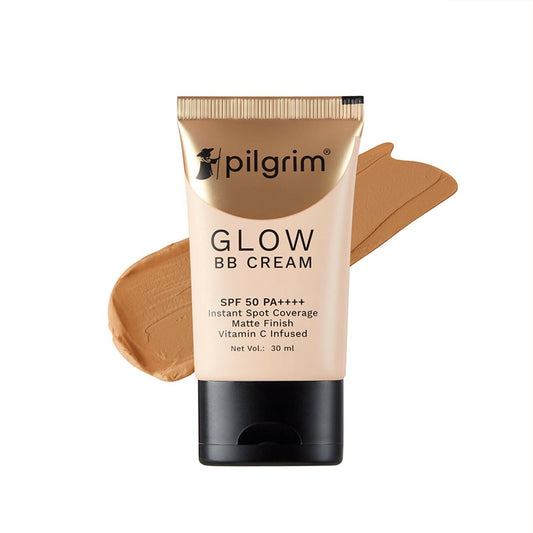 Pilgrim Glow BB Cream SPF 50 PA++++ Instant Spot Coverage Matte Finish Vitamin C Infused - Almond Glow - Grab2buy