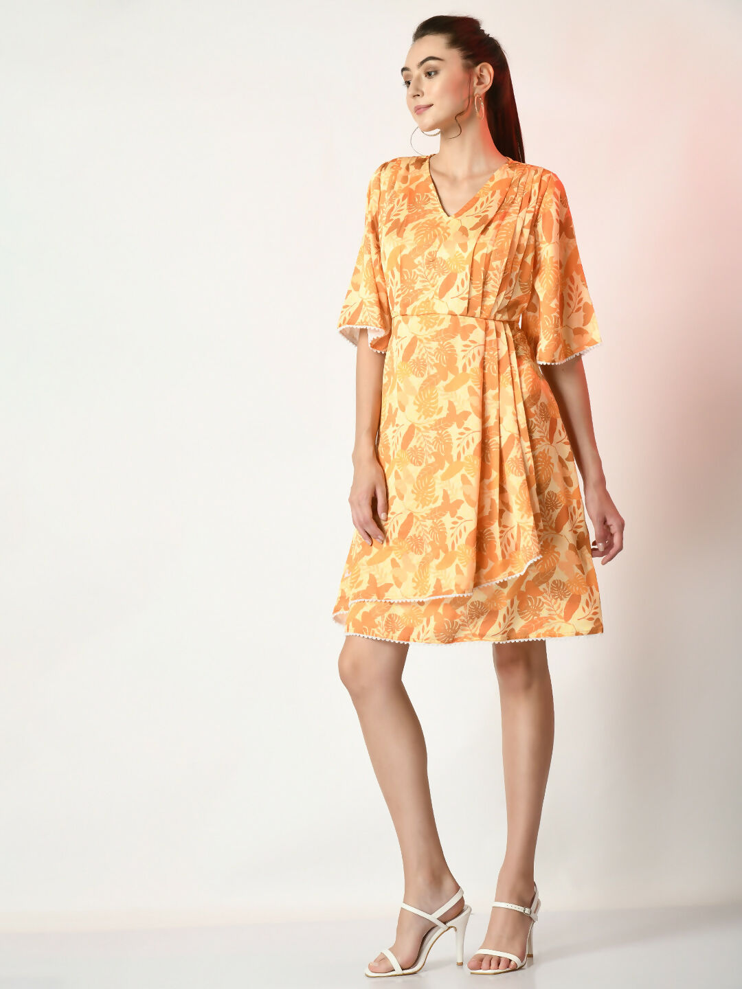 Myshka Women's Yellow Printed Dress