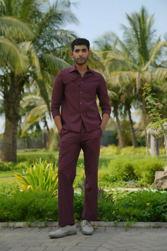 Mono Merge Burgundy Shacket by Hilo Design
