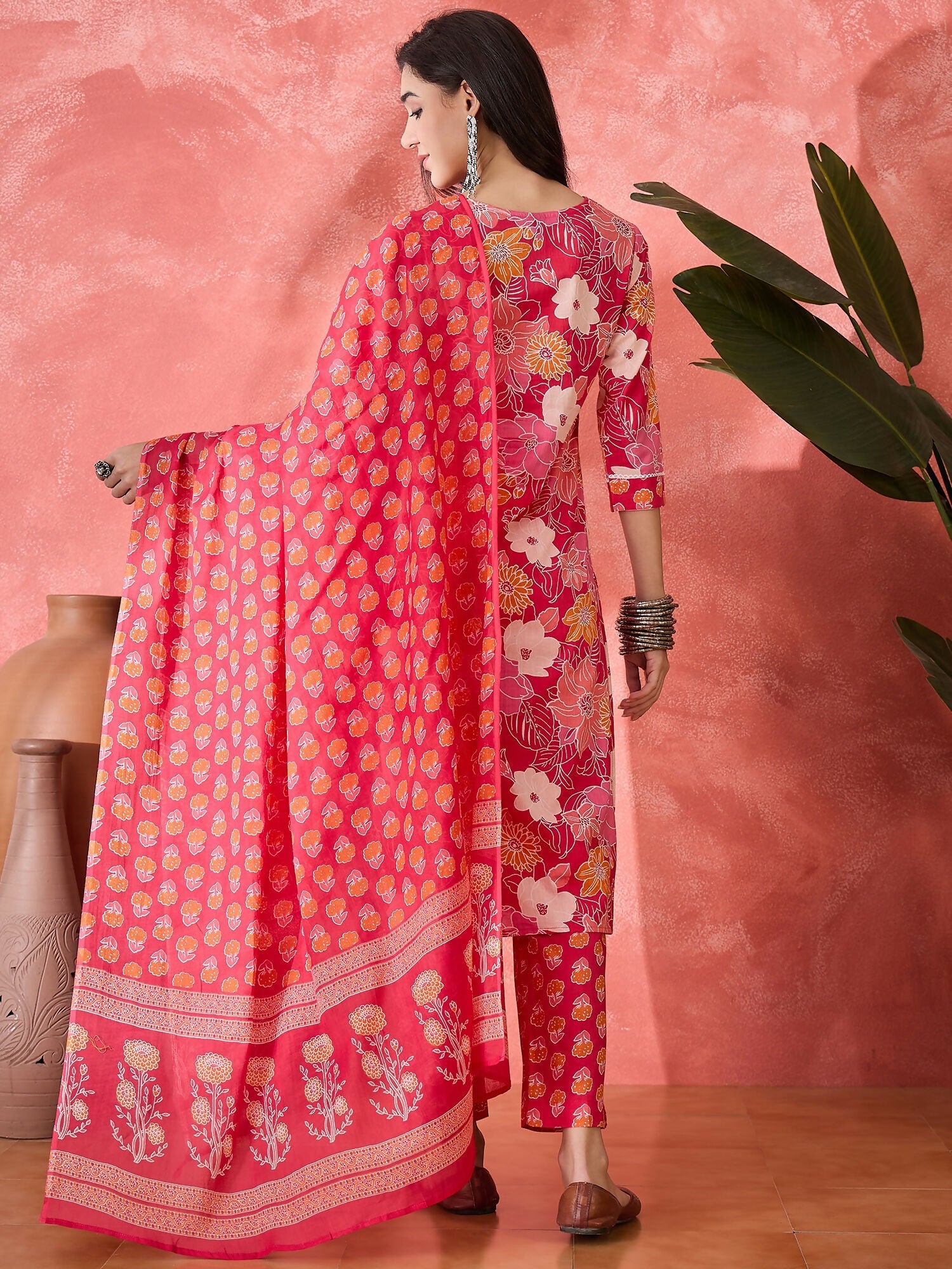 Joban Fashion Printed Pink Pure Cotton Kurta Set