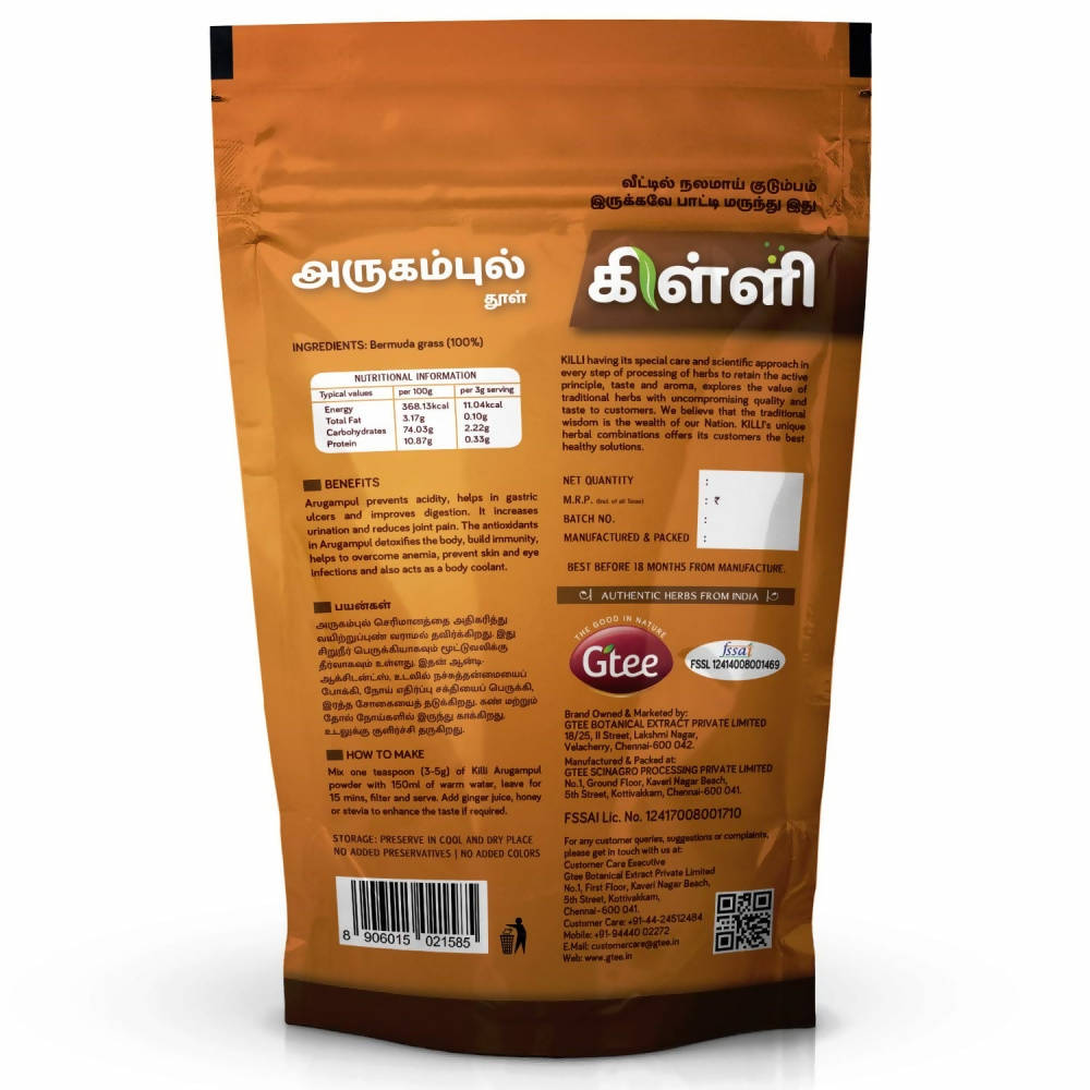 Killi Herbs Arugampul Grass Powder (Bermuda) 