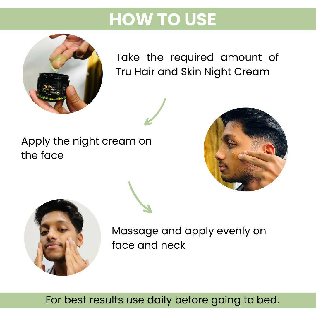 Tru Hair & Skin Night Cream With Green Tea, Niacinamide & Olive  Grab2Buy Tru Hair & Skin Grab2Buy