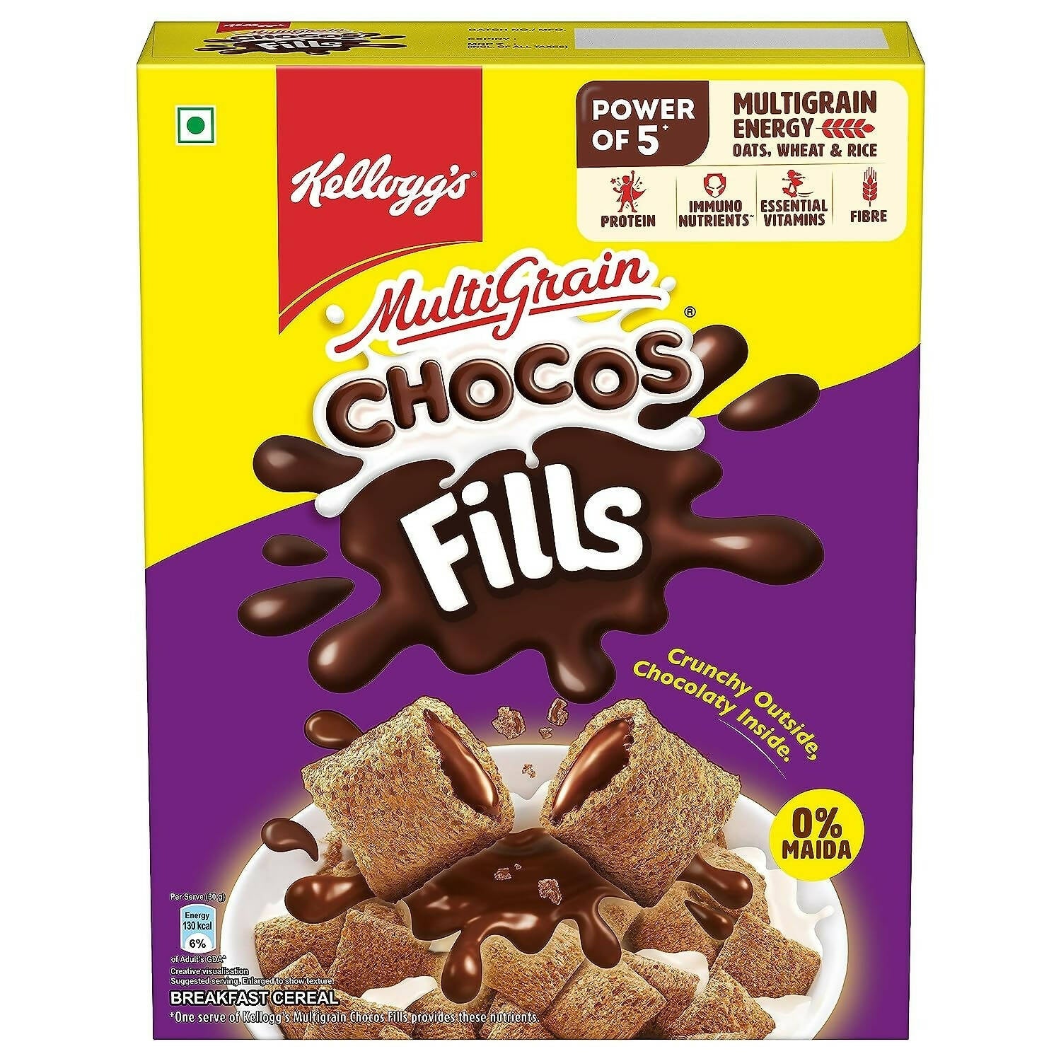 Kellogg's Multigrain Chocos Fills, 3 Grains: Oats, Wheat & Rice, Protein Rich, 0% Maida | Grab2Buy