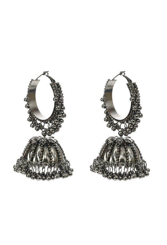 Mominos Fashion Johar Kamal Oxidised Black-Plated With Ghungroo Jhumkas - Grab2buy