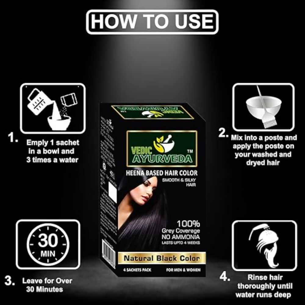 VedicAyurveda Natural Henna Hair Color No Ammonia Black & No Ammonia Dark Brown  Grab2Buy VedicAyurveda Grab2Buy