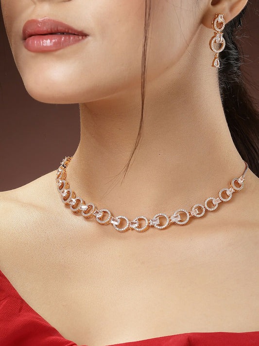 NVR Women's Gold-Plated American Diamond Studded Handcrafted Jewellery Set - Grab2buy