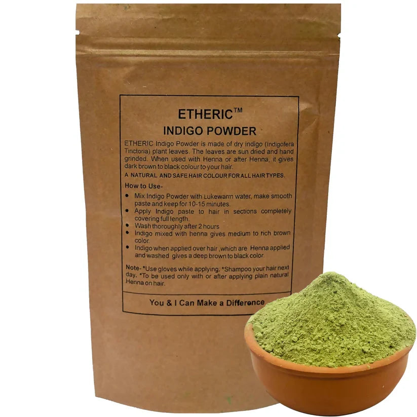 Etheric Indigo Leaves Powder for Chemical Free Natural Hair Colouring & Dye | Amonia Free