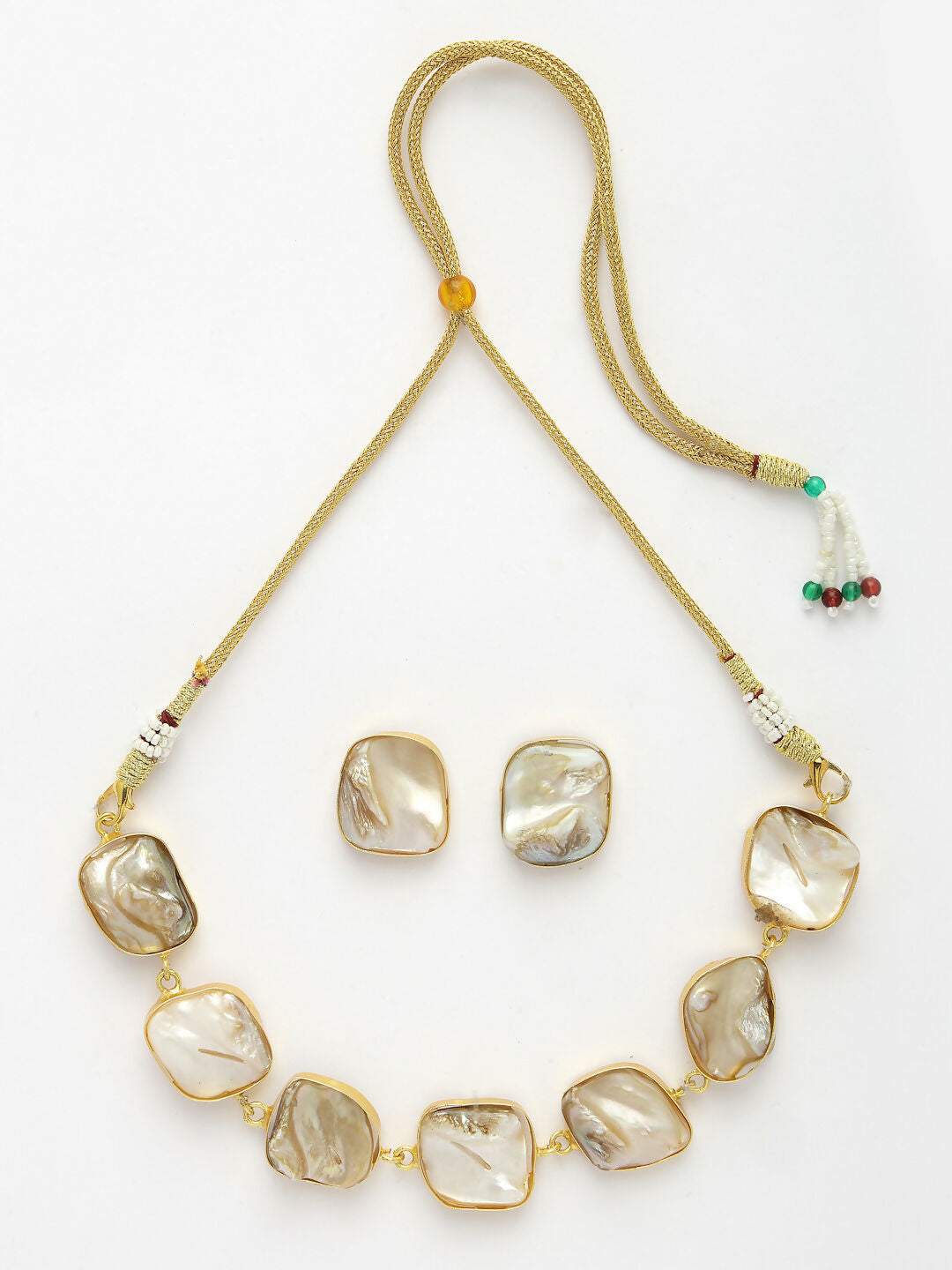 NVR Women's Gold-Plated Mother of Pearl Handcrafted Jewellery Set - Grab2buy