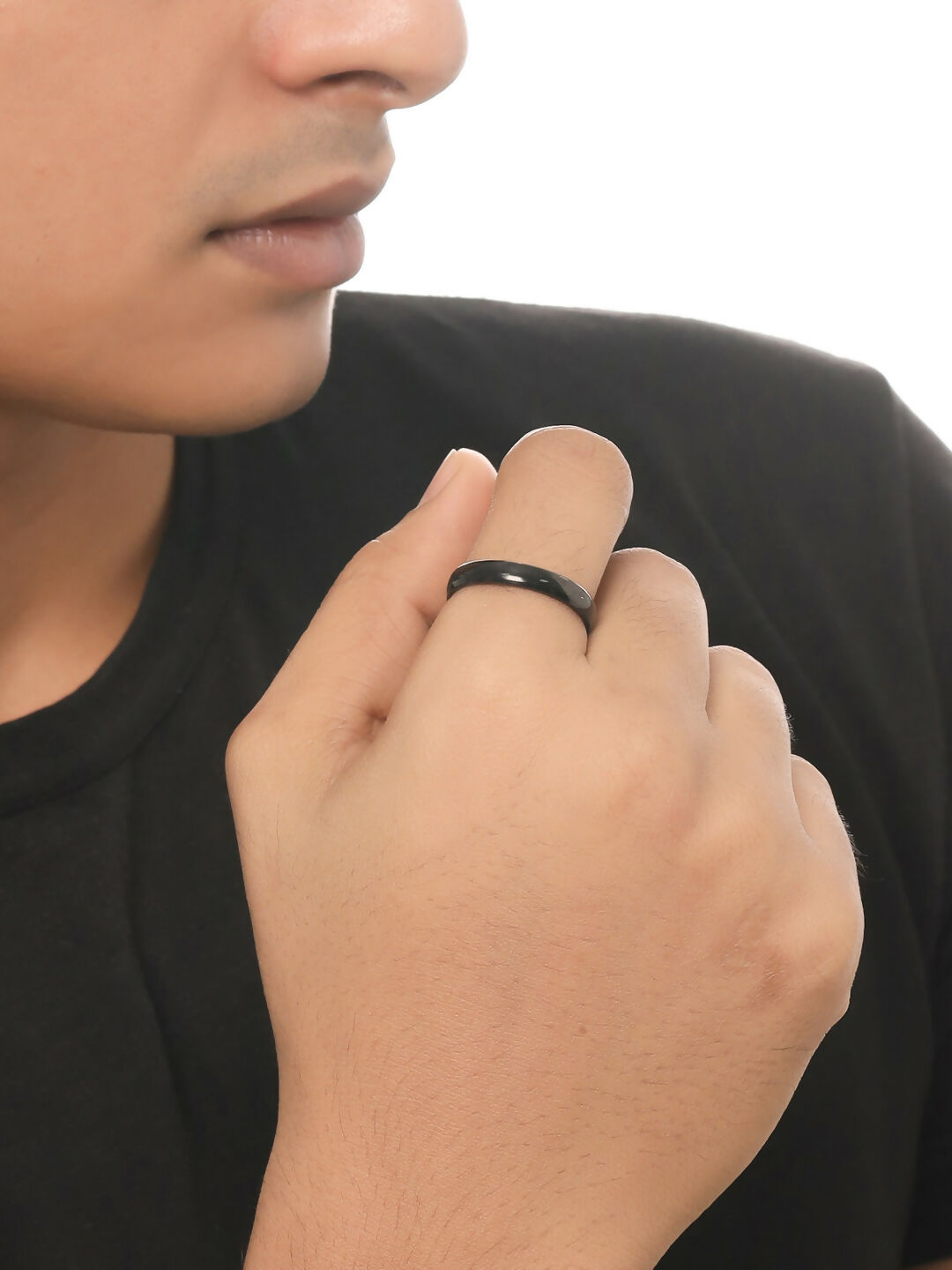 NVR Men's Set of 2 Black Rhodium-Plated Finger Ring - Grab2buy