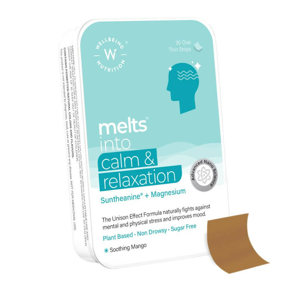 Wellbeing Nutrition Melts Calm & Relaxation Oral Strips-Soothing Mango Flavor  Grab2Buy Wellbeing Nutrition Grab2Buy