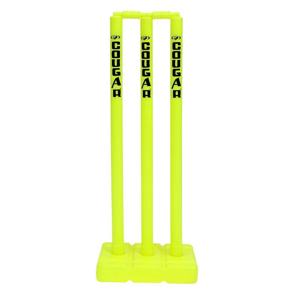 Cougar Plastic Cricket Stumps Set (Portable Plastic Wicket Set) with Stand & Bails 