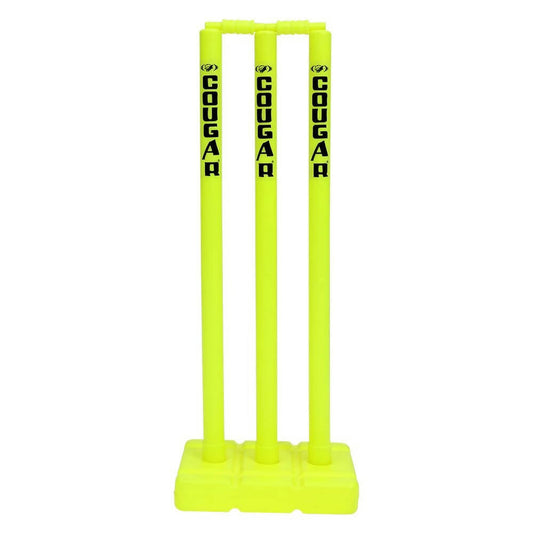 Cougar Plastic Cricket Stumps Set (Portable Plastic Wicket Set) with Stand & Bails 