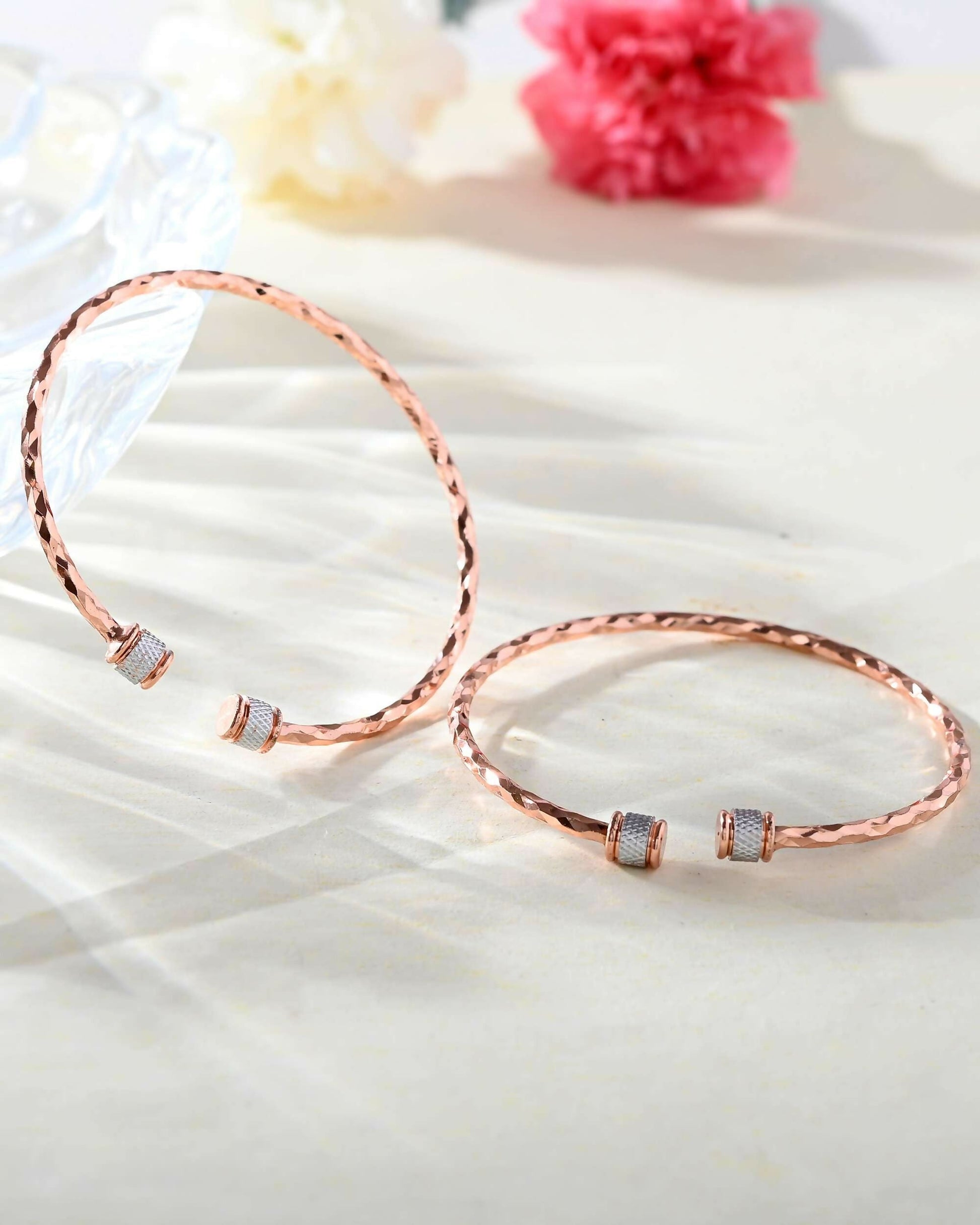 VOJ Set of 2 rose Gold Dual Toned Designer Bangles 