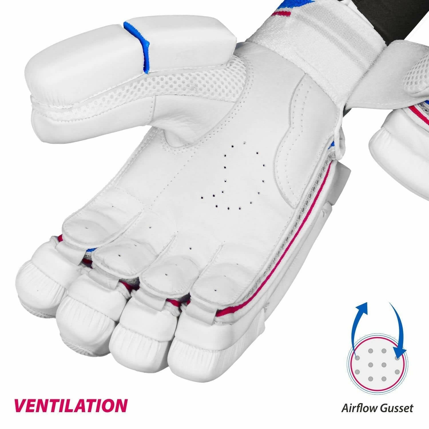 DSC Intense Frost Leather Cricket Batting Gloves for Mens - Right Hand, White, One Size 