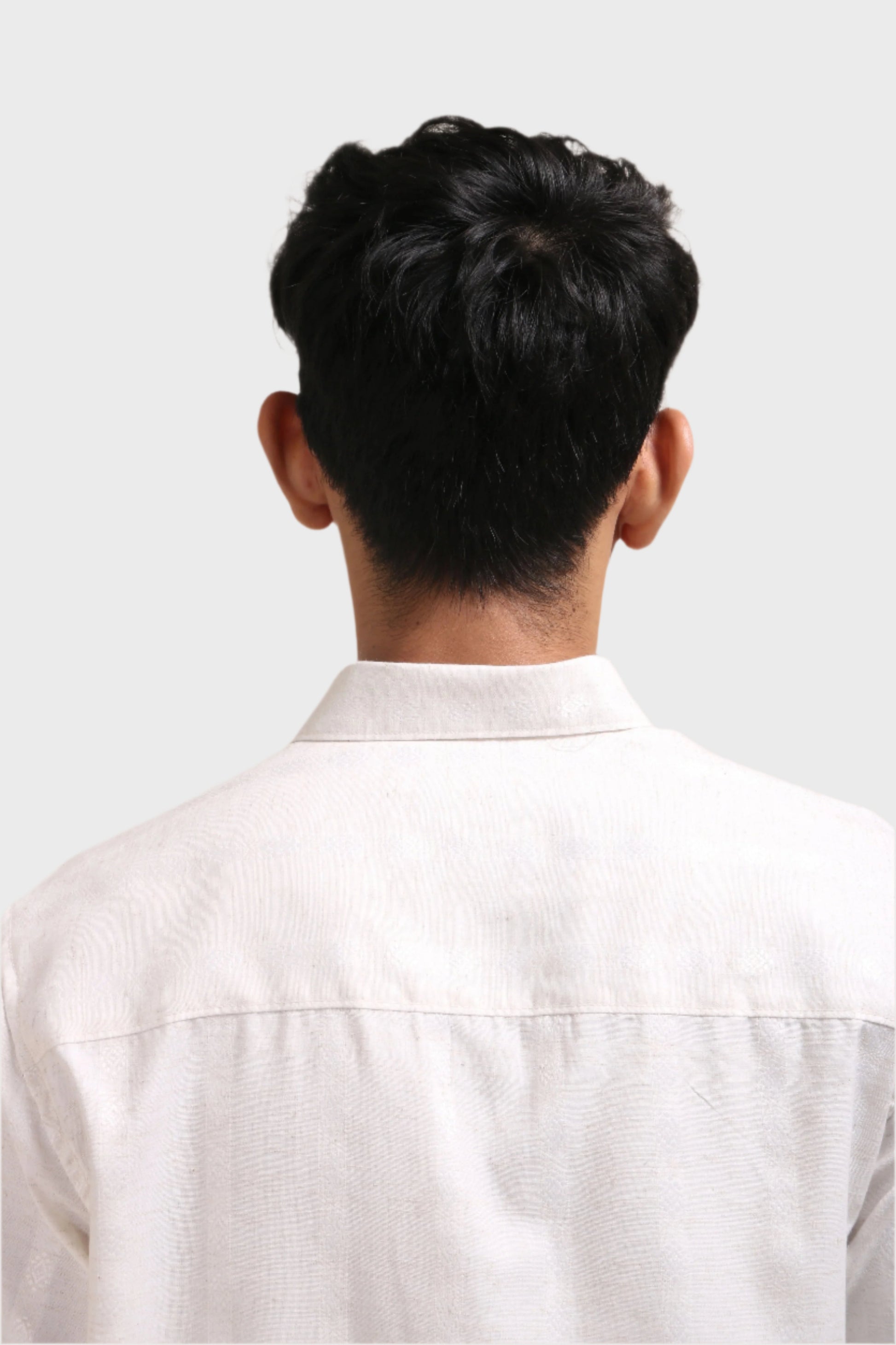 Xkind Off White Self Stripes Regular Fit Shirt 
